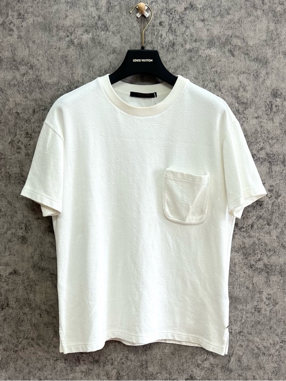 Louis Vuitton White Embossed Monogram Pocket T-Shirt